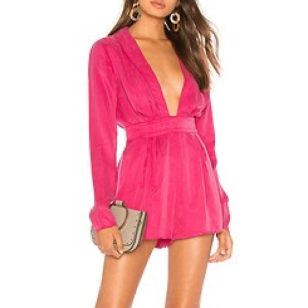 Lovers + Friends Tosh Romper in Hot Pink || revolve